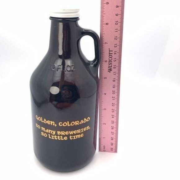 Glass Jug for Beer or Beverage Colorado Flag from Golden, CO Size 32 oz. - Picture 4 of 6
